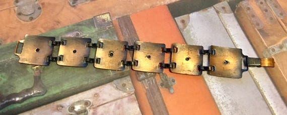 Vintage Canadian Penny Copper Panel Bracelet     … - image 5