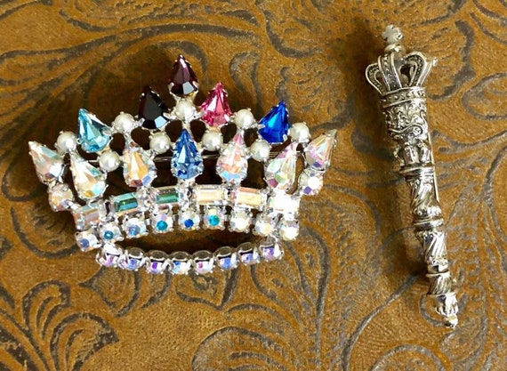 Vintage B. David Crown and Scepter Brooches Etsy Australia