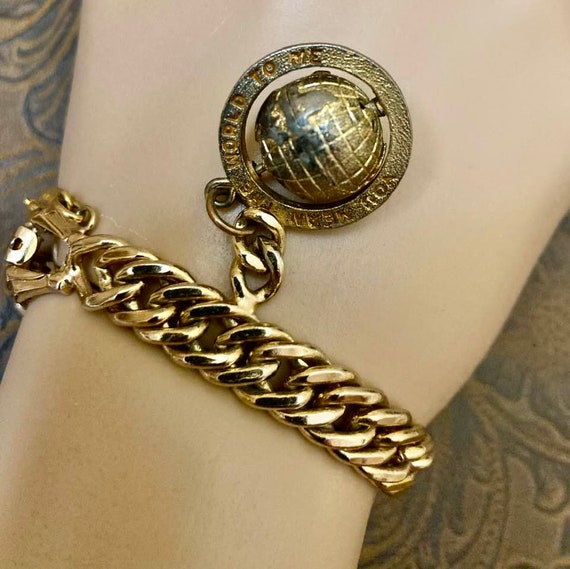 Vintage Monet Globe Charm Bracelet               … - image 4