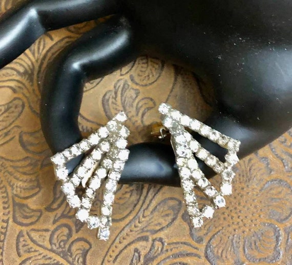 Vintage Hobe Rhinestone Earrings                 … - image 1