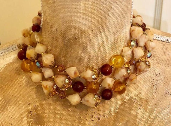 Vintage Deauville Three-Strand Beaded Choker and … - image 6