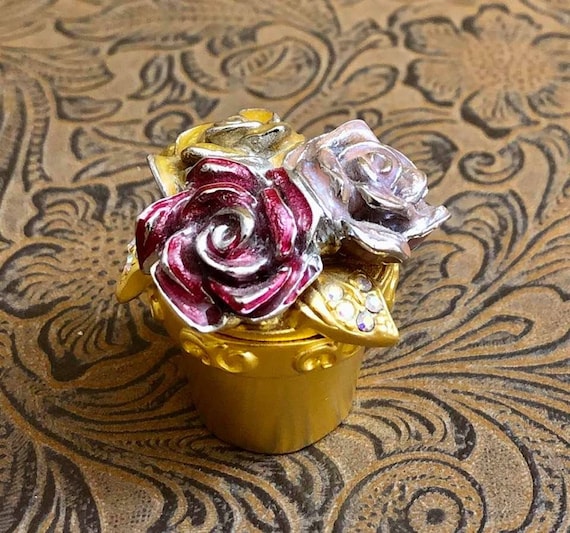 Earring Box Gift For Mom Gift For Her Vintage Floral Trinket Box Pill Box.