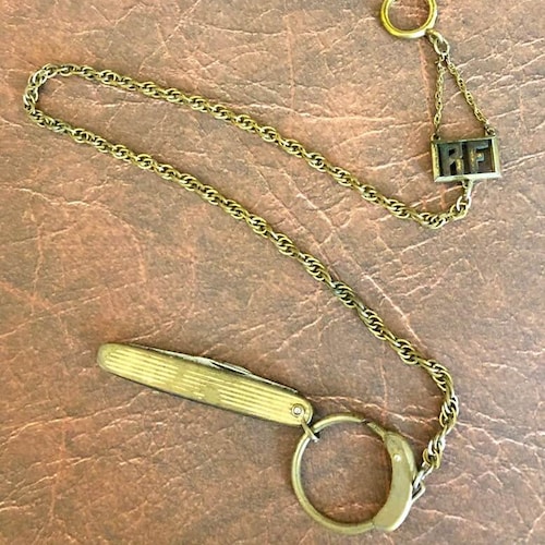 Vintage Watch Fob Chain with shops Knife 987
