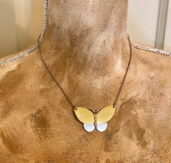 Avon Two Tone Butterfly Necklace - Gem