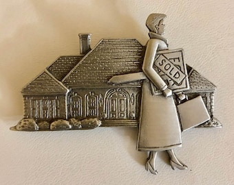 Vintage Signed JJ Real Estate/Realtor Brooch              161