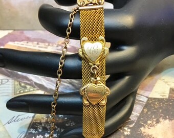 Vintage 1909 Finberg FMCO Gold Tone Mesh Ornate and Engraved Pocket Watch Chain Fob     969