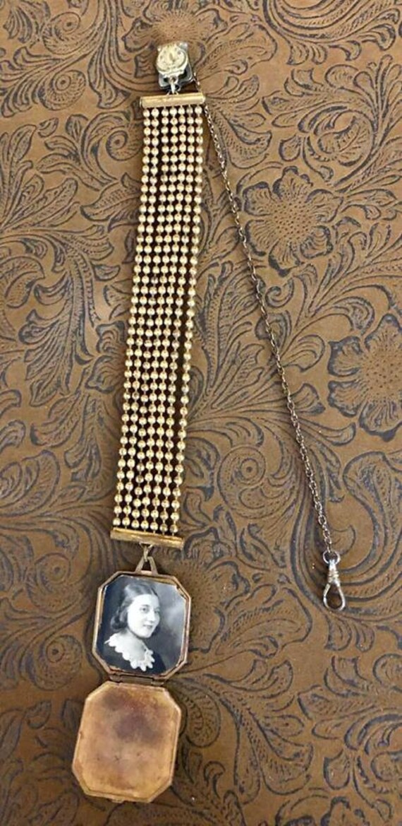 Vintage Gentlemans Pocket Watch Fob with Locket - image 6