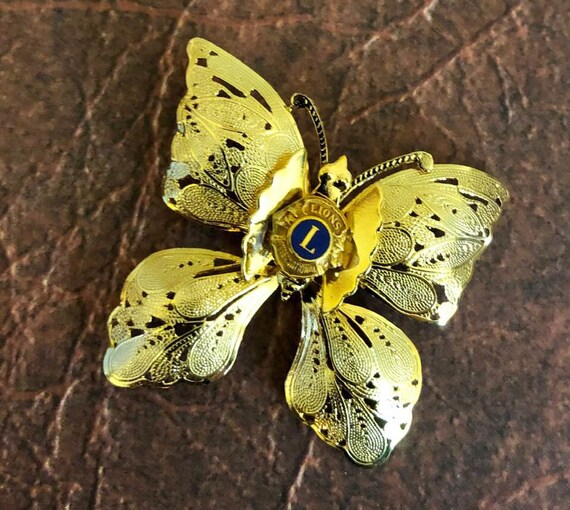 Vintage Lions International Butterfly Brooch 719
