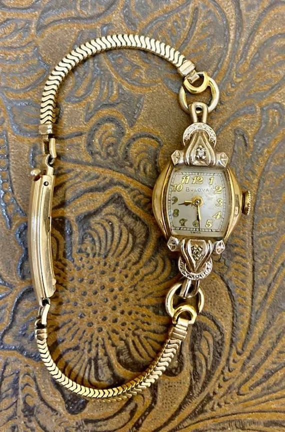 Vintage Bulova 10K Gold Filled Watch with Diamonds an… Gem