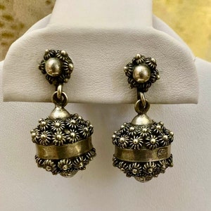 Vintage Sterling Silver Earrings with Very Ornate Design                             428