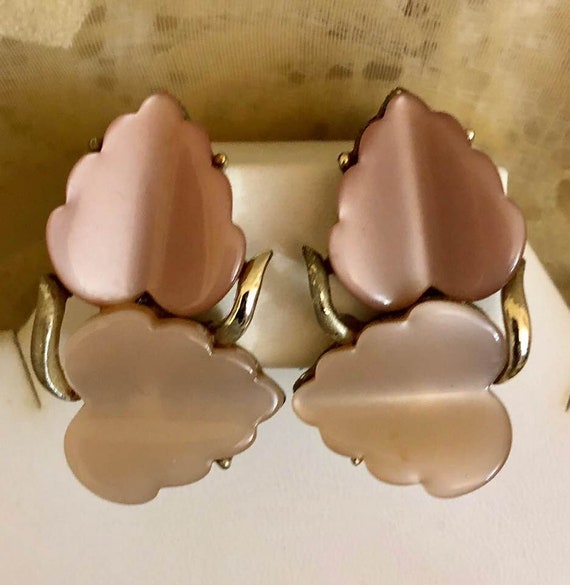 Vintage Coro Pink/Mauve Lucite Earrings          5