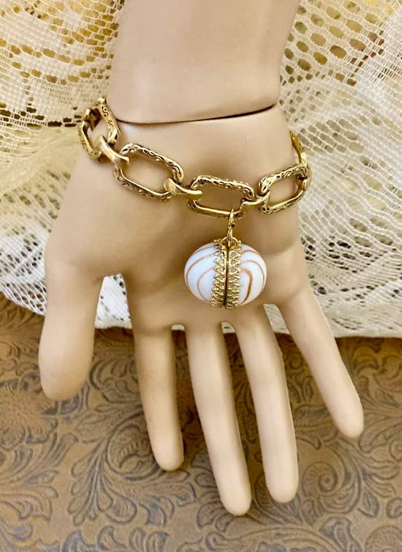 Vintage Monet Charm Bracelet with Ball Charm      