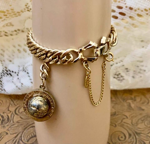 Vintage Monet Globe Charm Bracelet               … - image 7