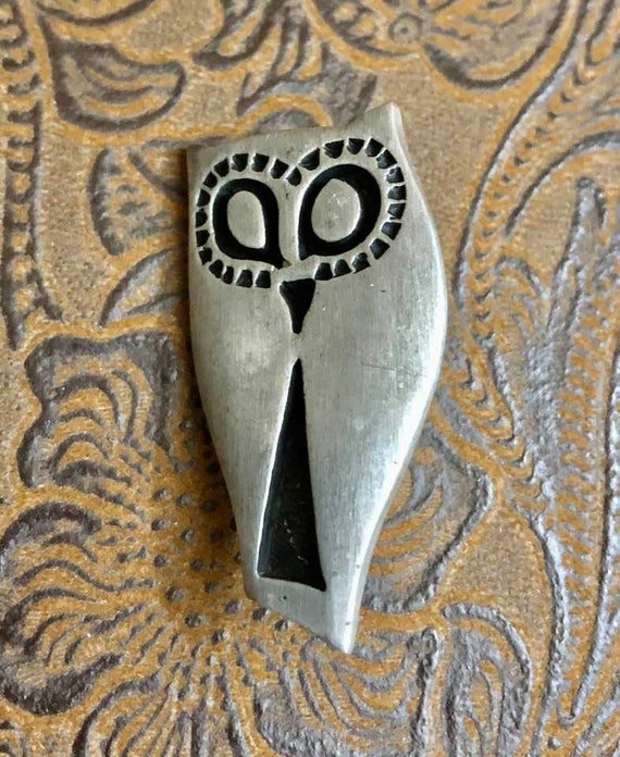 Vintage Rune Tennesmed Pewter Owl Brooch                        239A