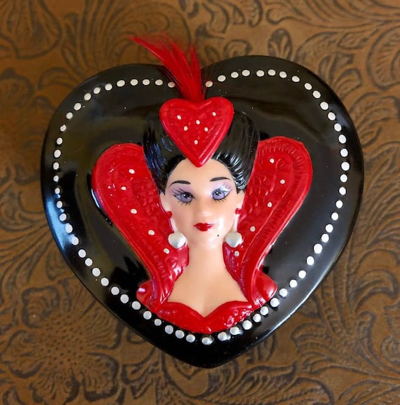 Vintage Bob Mackie Queen of Hearts Barbie Trinket 