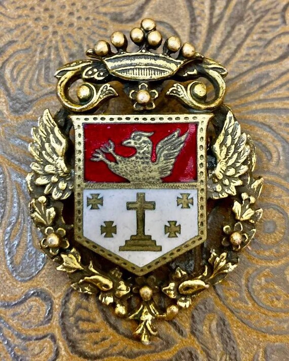 Vintage Coro Coat of Arms Brooch                 … - image 5