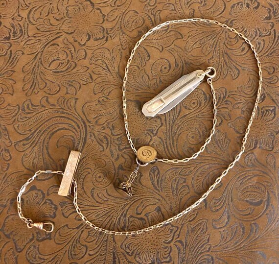 Vintage Pocket Watch Chain Knife and Fobs … Gem