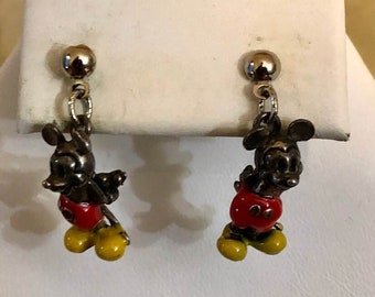 Brincos vintage de prata esterlina com o Mickey Mouse, modelo 362.