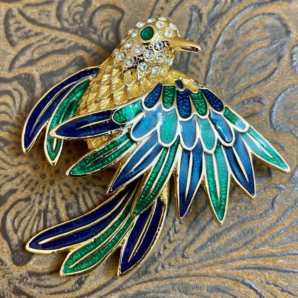 Vintage Lindenwold Gold Electroplated Hummingbird Brooch                      GF59