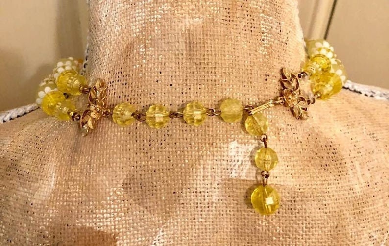 Vintage Deauville Double-Strand Beaded Choker and Earring Set 857