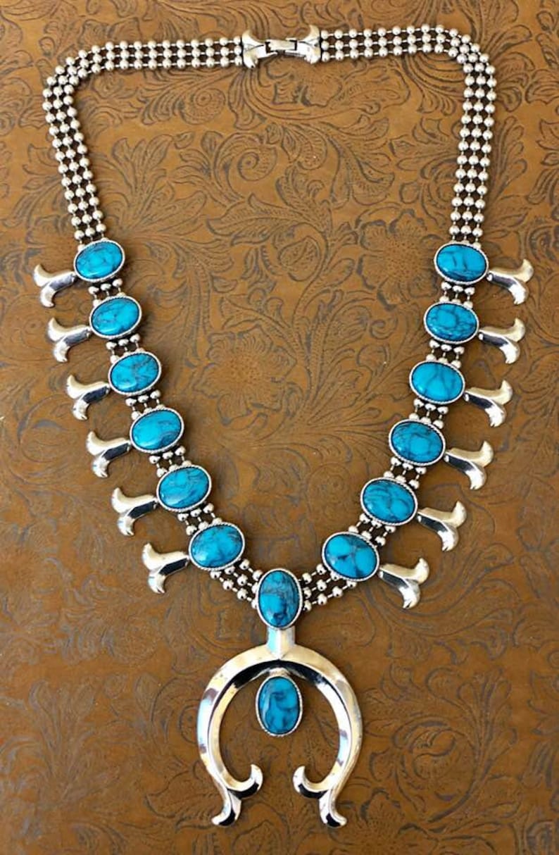 Vintage Goldette Squash Blossom Necklace 439 Etsy