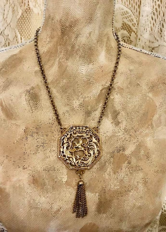 Vintage Lisner Lion Filagree Necklace 731