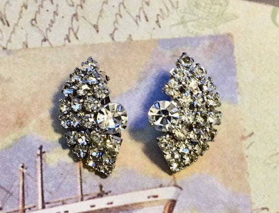 Vintage Rhinestone Earrings           588 - image 7
