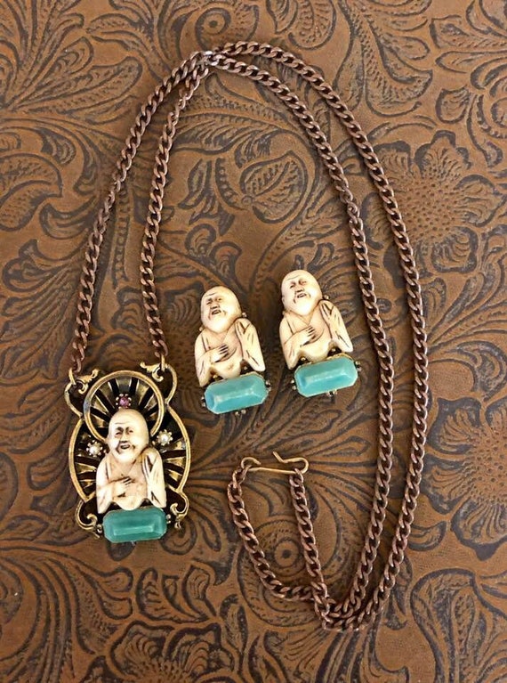 60s USA Selini Vintage buddha & dragon Unsigned bracelet by