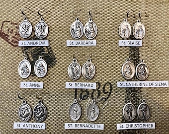 Vintage Saints Medals Earrings           628