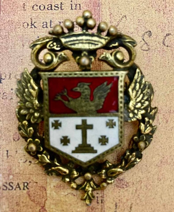 Vintage Coro Coat of Arms Brooch                 … - image 3