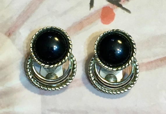 Vintage Sarah Coventry Black Earrings       553 - image 1