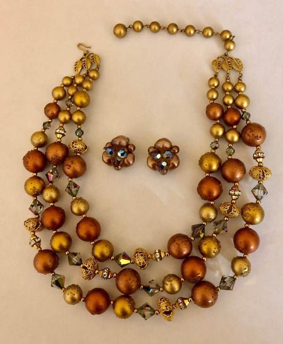 Vintage Deauville Three-Strand Beaded Choker and … - image 9