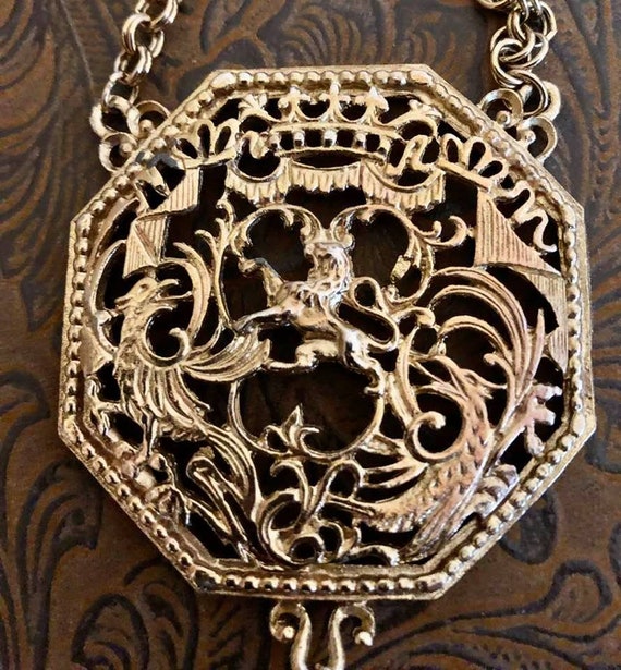 Vintage Lisner Lion Filagree Necklace            … - image 7