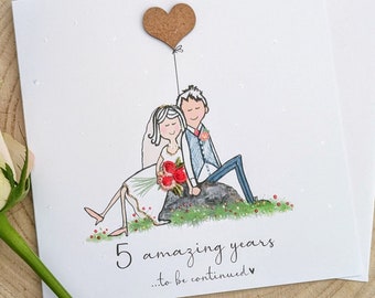 5th anniversary card wood anniversary card husband 5th anniversary wife 5th anniversary 3d embellished handmade original quirky artwork