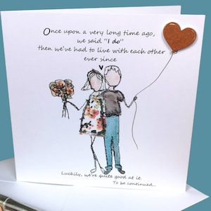 Anniversary card embroidery artwork print, husband anniversary card wife anniversary  quirky unusual anniversary card funny anniversary card