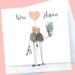 Luxury new home card, pebble new home card, special new home keepsake, quirky new home card watercolour illustration suitable for framing image 1