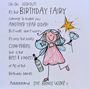Handmade Birthday Fairy Card: Funny 3D Embellished Artwork
