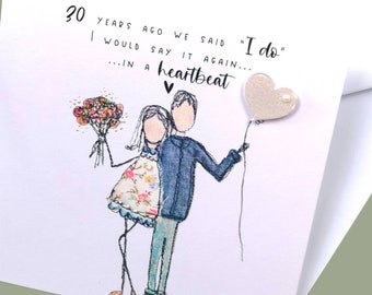 Pearl wedding anniversary card husband 30th wedding anniversary wife pearl anniversary 30th husband pearl anniversary embroidery art print