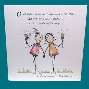 Best friend card embroidery artwork print friend birthday card bestie birthday card quirky friend card champagne lover funny friend card