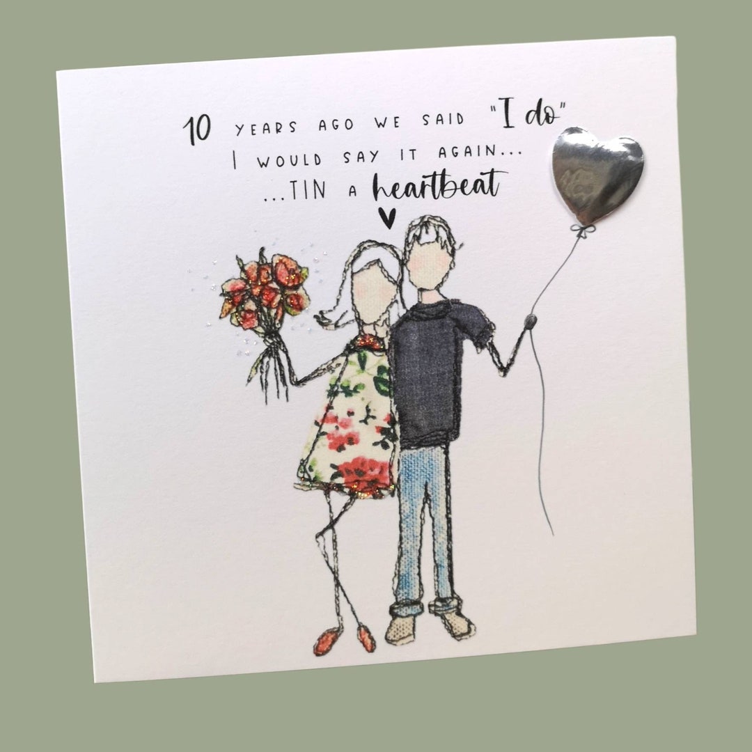 10th Wedding Anniversary Card Husband Tin Anniversary Wife Tin - Etsy
