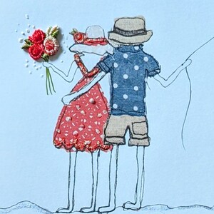 Anniversary card embroidery artwork print, husband anniversary card wife anniversary quirky unusual anniversary card funny anniversary card image 7