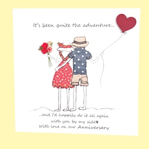 Anniversary card embroidery artwork print, husband anniversary card wife anniversary quirky unusual anniversary card funny anniversary card image 6