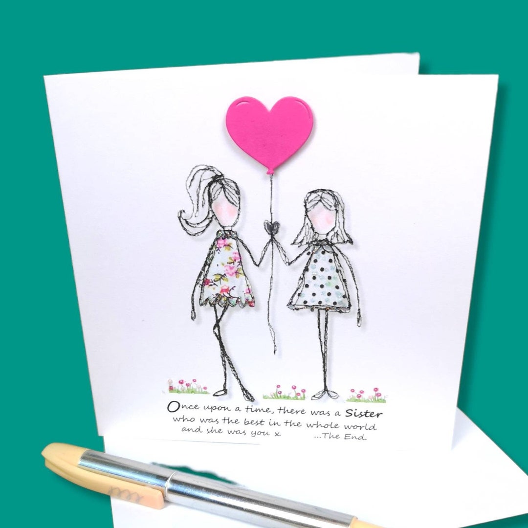 Sister Card Embroidery Art Card Print of Original Embroidery Etsy UK