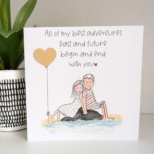 Anniversary card, husband anniversary card wife anniversary card, quirky unusual anniversary card or birthday card handmade original artwork