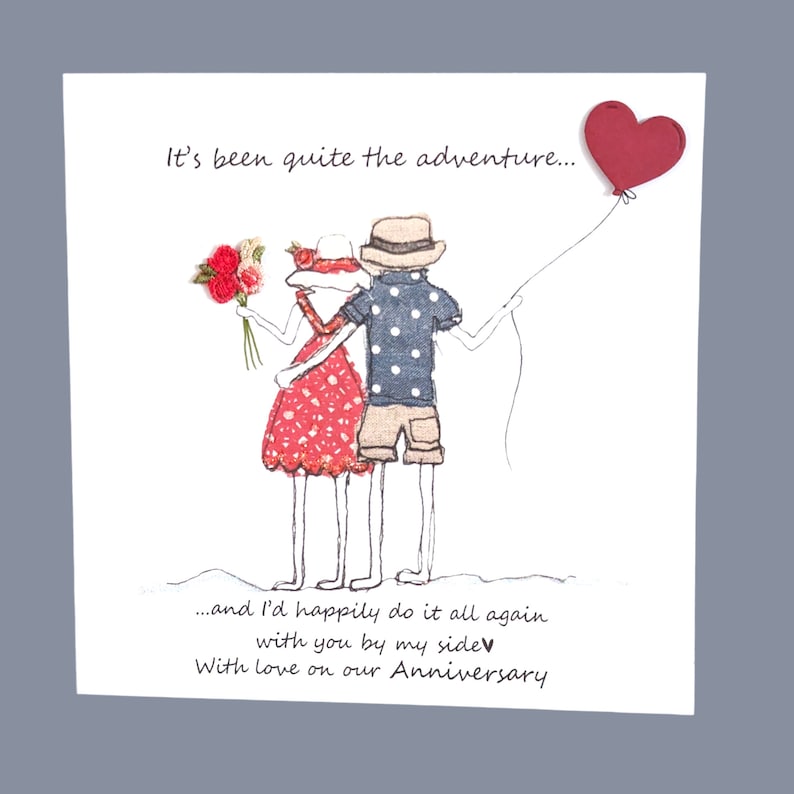 Anniversary card embroidery artwork print, husband anniversary card wife anniversary quirky unusual anniversary card funny anniversary card image 5