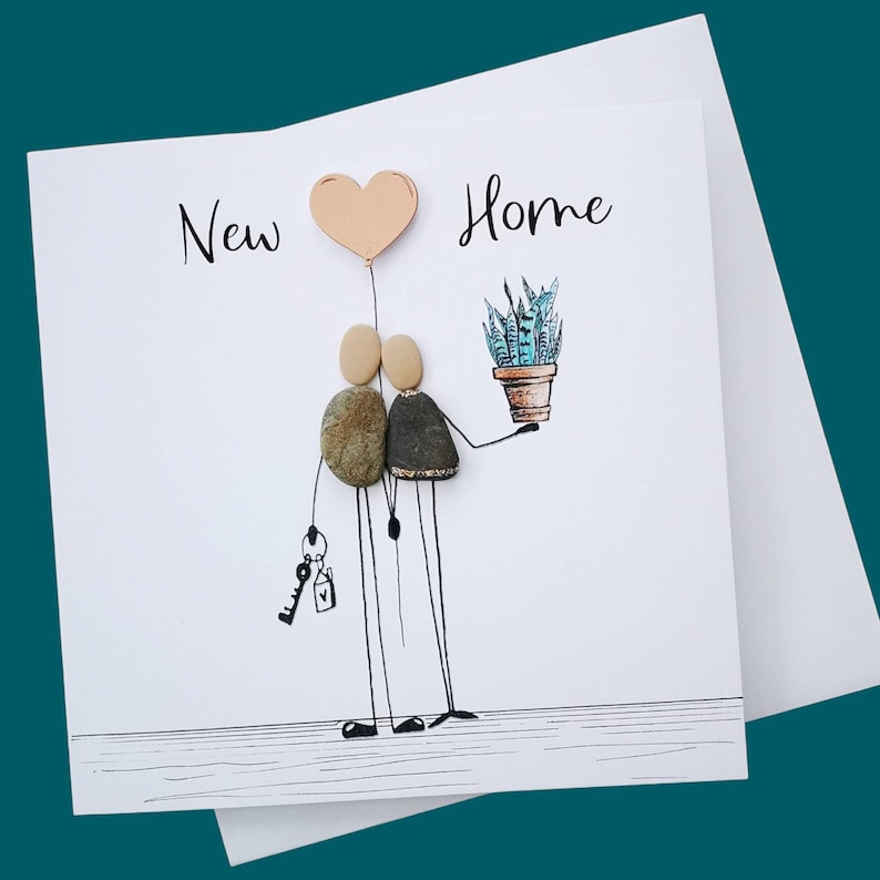 Luxury new home card, pebble new home card, special new home keepsake, quirky new home card watercolour illustration suitable for framing image 5