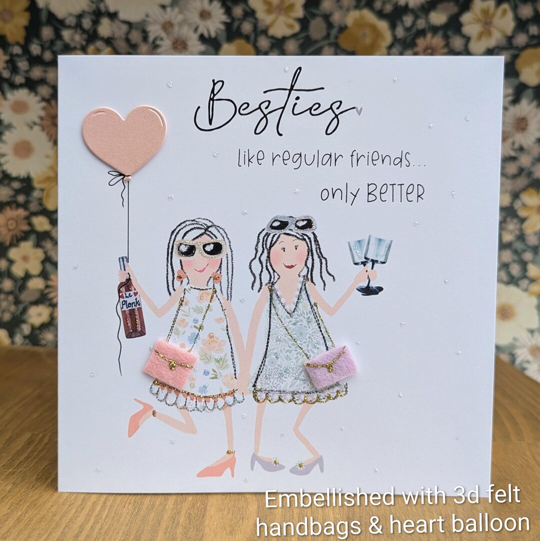 Handmade Birthday Card for Bestie Best Friend With 3d Felt Handbag ...