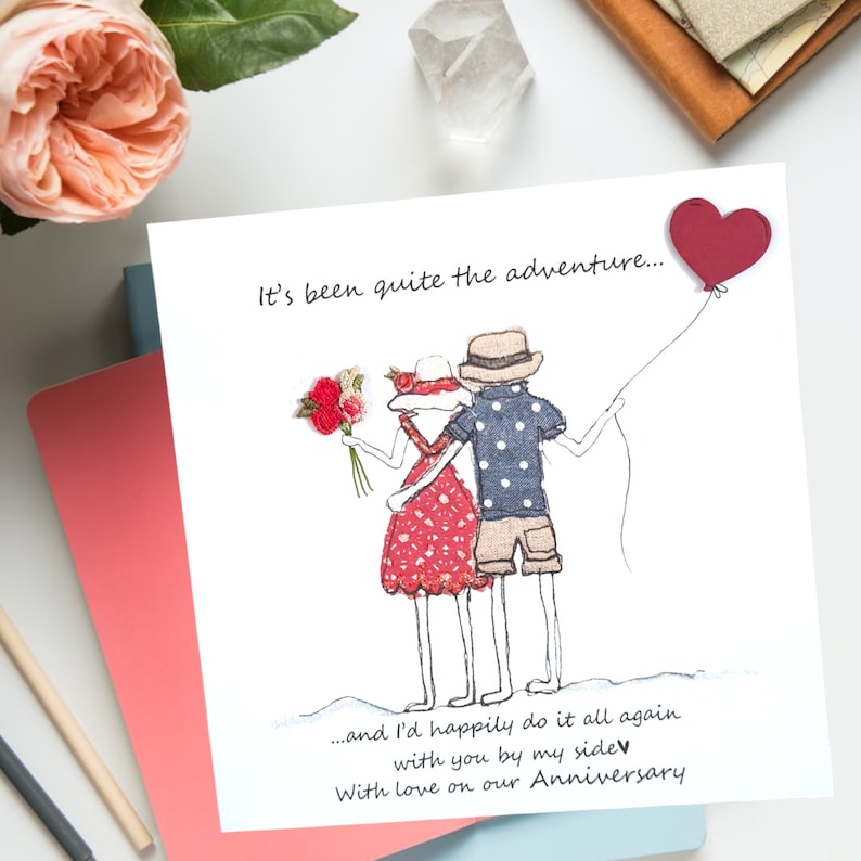 Anniversary card embroidery artwork print, husband anniversary card wife anniversary quirky unusual anniversary card funny anniversary card image 3