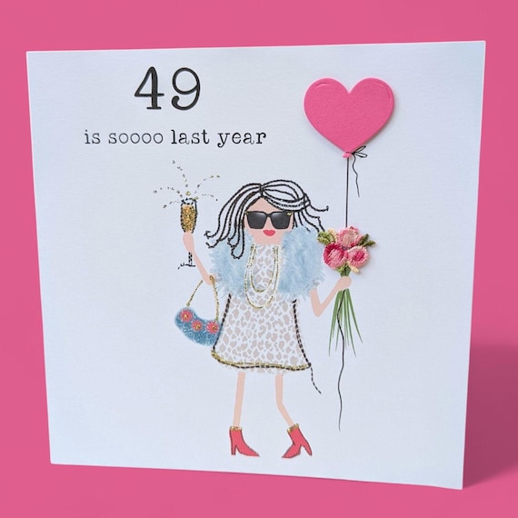 50th birthday card Best friend birthday card sparkly 3d embellished  champagne birthday card sister birthday card quirky funny 50th birthday