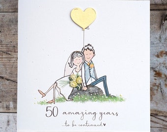 50th wedding anniversary card golden wedding anniversary card 50th anniversary wife 50th anniversary husband  3d embellished quirky handmade